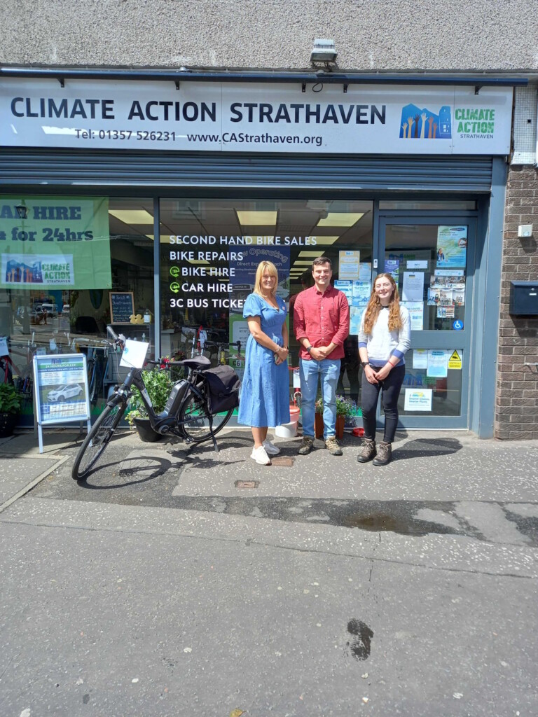 ‘James Gray and Elena Melton from Paths for All’s SCSP Open Fund team visited Climate Action Strathven 